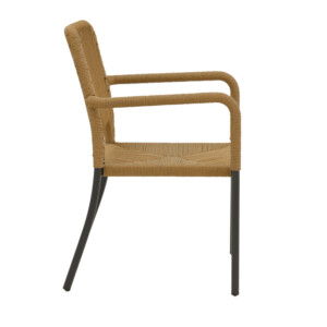 Πολυθρόνα αλουμινίου Norture pakoworld στοιβαζόμενη ανθρακί σκελετός-φυσικό rattan 57x61x85εκ-291-000001