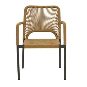 Πολυθρόνα αλουμινίου Norture pakoworld στοιβαζόμενη ανθρακί σκελετός-φυσικό rattan 57x61x85εκ-291-000001