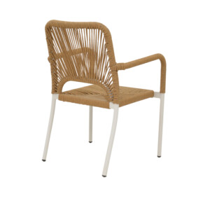 Πολυθρόνα αλουμινίου Norture pakoworld στοιβαζόμενη λευκός σκελετός-φυσικό rattan 57x61x85εκ-291-000002