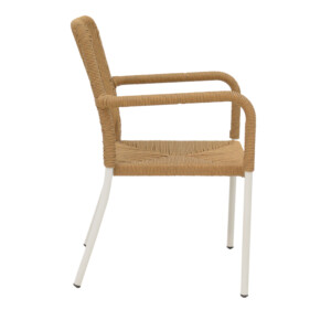 Πολυθρόνα αλουμινίου Norture pakoworld στοιβαζόμενη λευκός σκελετός-φυσικό rattan 57x61x85εκ-291-000002