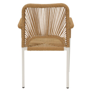 Πολυθρόνα αλουμινίου Norture pakoworld στοιβαζόμενη λευκός σκελετός-φυσικό rattan 57x61x85εκ-291-000002