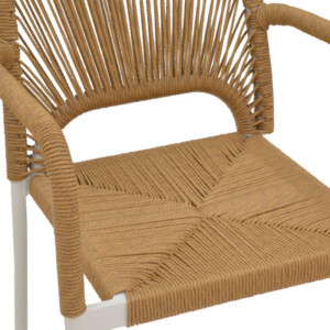 Πολυθρόνα αλουμινίου Norture pakoworld στοιβαζόμενη λευκός σκελετός-φυσικό rattan 57x61x85εκ-291-000002
