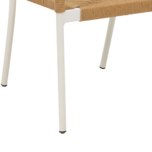 Πολυθρόνα αλουμινίου Norture pakoworld στοιβαζόμενη λευκός σκελετός-φυσικό rattan 57x61x85εκ-291-000002