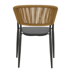 Πολυθρόνα αλουμινίου Raven pakoworld στοιβαζόμενη ανθρακί σκελετός-textilene φυσικό rattan 57x62x78εκ-291-000003