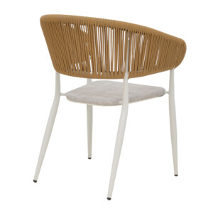 Πολυθρόνα αλουμινίου Raven pakoworld στοιβαζόμενη λευκός σκελετός-φυσικό textilene-rattan 57x62x78εκ-291-000004