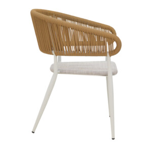 Πολυθρόνα αλουμινίου Raven pakoworld στοιβαζόμενη λευκός σκελετός-φυσικό textilene-rattan 57x62x78εκ-291-000004