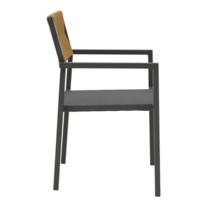 Πολυθρόνα αλουμινίου Savor pakoworld στοιβαζόμενη ανθρακί σκελετός-textilene φυσικό rattan 55x58x83εκ-291-000018