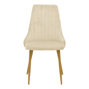 Καρέκλα Azori pakoworld μπεζ βελούδο με πόδι μετάλλου σε φυσική απόχρωση 49x55x85εκ-292-000078