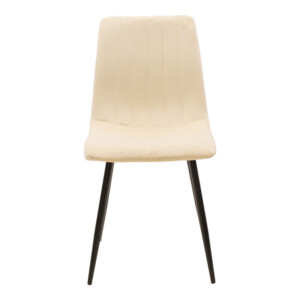 Καρέκλα Noor pakoworld μπεζ βελούδο με πόδι μετάλλου σε μαύρη απόχρωση 44x53x86εκ-292-000080