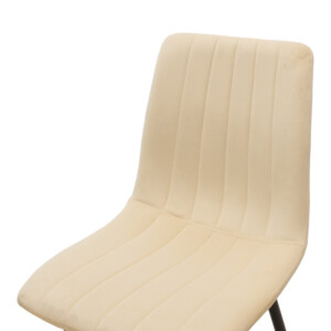 Καρέκλα Noor pakoworld μπεζ βελούδο με πόδι μετάλλου σε μαύρη απόχρωση 44x53x86εκ-292-000080