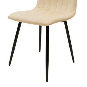 Καρέκλα Noor pakoworld μπεζ βελούδο με πόδι μετάλλου σε μαύρη απόχρωση 44x53x86εκ-292-000080