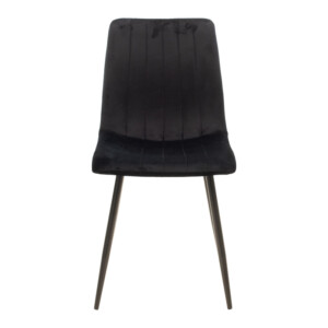 Καρέκλα Noor pakoworld μαύρο βελούδο με πόδι μετάλλου σε μαύρη απόχρωση 44x53x86εκ-292-000081