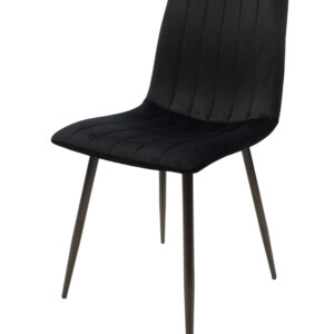 Καρέκλα Noor pakoworld μαύρο βελούδο με πόδι μετάλλου σε μαύρη απόχρωση 44x53x86εκ-292-000081
