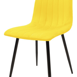 Καρέκλα Noor pakoworld κίτρινο βελούδο με πόδι μετάλλου σε μαύρη απόχρωση 44x53x86εκ-292-000084