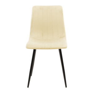 Καρέκλα Noor pakoworld μπεζ ύφασμα με πόδι μετάλλου σε μαύρη απόχρωση 44x53x86εκ-292-000086