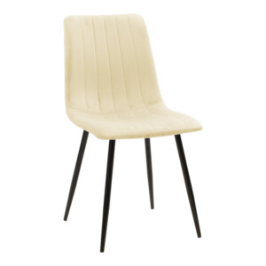 Καρέκλα Noor pakoworld μπεζ ύφασμα με πόδι μετάλλου σε μαύρη απόχρωση 44x53x86εκ-292-000086