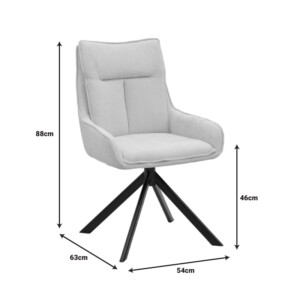 Πολυθρόνα Konelian pakoworld περιστρεφόμενη μπεζ ύφασμα με πόδι μετάλλου σε μαύρη απόχρωση 54x63x88εκ-292-000095