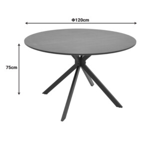 Τραπέζι Xuson pakoworld mdf σε ανθρακί απόχρωση με πόδι μαύρο μέταλλο Φ120x75εκ-292-000100