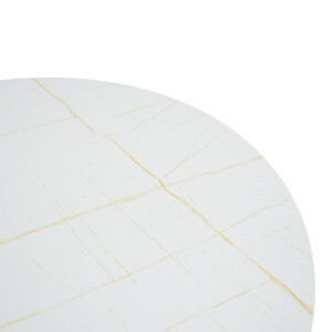 Τραπέζι Xuson pakoworld mdf σε λευκό όψης μαρμάρου με πόδι μαύρο μέταλλο Φ120x75εκ-292-000101