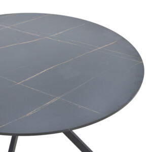 Τραπέζι Xuson pakoworld mdf σε μαύρο όψης μαρμάρου με πόδι μαύρο μέταλλο Φ120x75εκ-292-000102