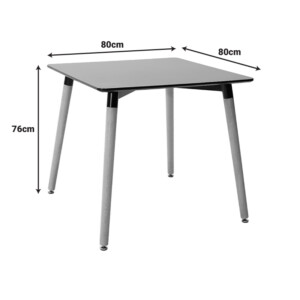 Τραπέζι Natali pakoworld MDF μαύρο-πόδια φυσικό 80x80x76εκ-292-000107