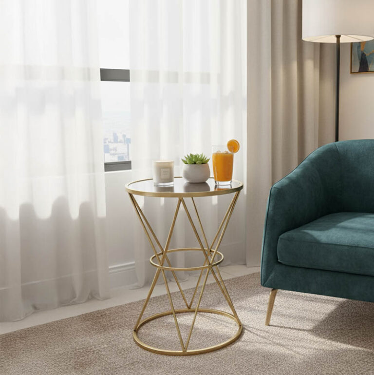 Βοηθητικό τραπέζι σαλονιού Vogarton Inart χρυσό 40x40x56εκ-295-000012