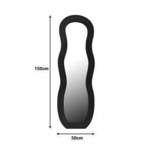 Καθρέπτης Glinde Inart βελούδο σε μαύρη απόχρωση 50x3.3x150εκ-295-000024