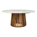 Τραπέζακι σαλονιού Mable Inart μασίφ ξύλο ακακίας σε φυσική απόχρωση με επιφάνεια μαρμάρου Φ100x45εκ-297-000017