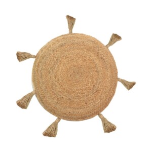 Πουφ Elefon Inart φυσικό-εκρού ύφασμα Φ40x7.5εκ-302-000004