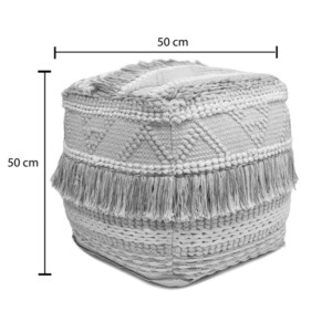 Σκαμπό-πουφ Scauni Inart βαμβάκι σε λευκή-μπεζ απόχρωση 50x50x50εκ-302-000045
