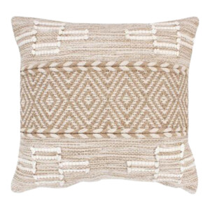 Μαξιλάρι Mitto Inart γιούτα-βαμβάκι σε μπεζ-λευκό απόχρωση  45x45x2εκ-302-000046