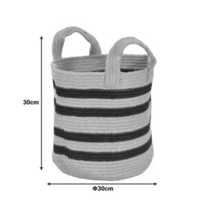 Διακοσμητικό καλάθι Mibra Inart βαμβάκι-γιούτα σε μπεζ-μαύρη απόχρωση Φ30x30εκ-302-000049