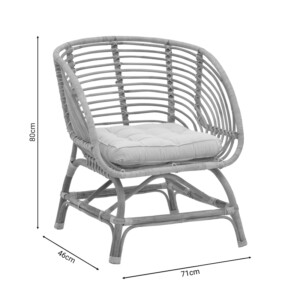 Πολυθρόνα Diane Inart φυσικό ξύλο με μαξιλάρι 71x46x80εκ-309-000004