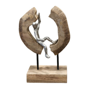 Επιτραπέζιο διακοσμητικό Vualo Inart φυσικό μάνγκο ξύλο-αλουμίνιο 18x10x26εκ-312-000004