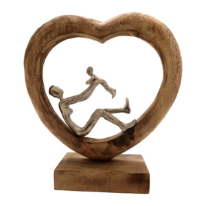 Επιτραπέζιο διακοσμητικό καρδιά Loisir Inart φυσικό μάνγκο ξύλο-αλουμίνιο 28.5x9x30εκ-312-000017