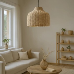 Φωτιστικό οροφής Ziquel Inart rattan σε φυσική απόχρωση Φ42x89εκ-313-000034