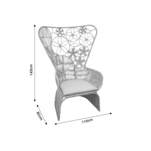 Πολυθρόνα Jake Inart με μπεζ μαξιλάρι-φυσικό rattan 110x82x145εκ-314-000005
