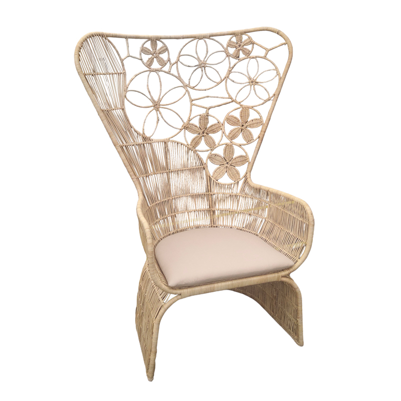 Πολυθρόνα Jake Inart με μπεζ μαξιλάρι-φυσικό rattan 110x82x145εκ-314-000005