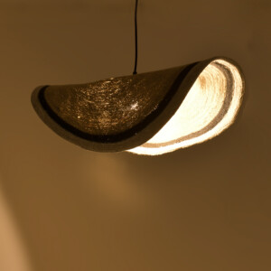 Φωτιστικό οροφής Hatchie Inart φυσικό-μαύρο-λευκό ψάθα-μέταλλο Φ100x133εκ-317-000002