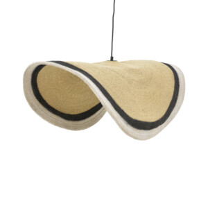 Φωτιστικό οροφής Hatchie Inart φυσικό-μαύρο-λευκό ψάθα-μέταλλο Φ100x133εκ-317-000002