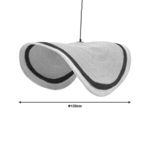 Φωτιστικό οροφής Hatchie Inart φυσικό-μαύρο-λευκό ψάθα-μέταλλο Φ120x144εκ-317-000003