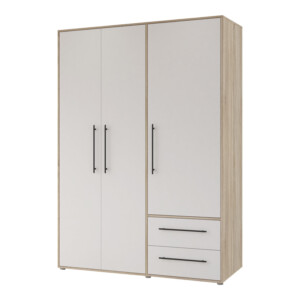 Ντουλάπα ρούχων Razol pakoworld τρίφυλλη λευκό-sonoma μελανίνης 144.5x59x200εκ-318-000001