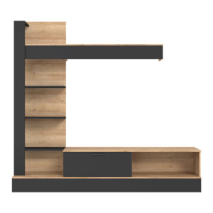 Σύνθετο σαλονιού Dranko pakoworld μαύρο-oak μελαμίνης 205x41.5x192εκ-318-000010