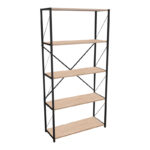 Βιβλιοθήκη Tikilmo pakoworld oak μελαμίνης-μαύρο μέταλλο 88x34x180εκ-321-000003