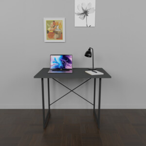 Γραφείο εργασίας Ustando pakoworld ανθρακί μελαμίνης-μαύρο μέταλλο 90x60x72εκ-321-000023