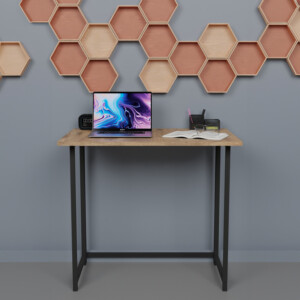 Γραφείο εργασίας πτυσσόμενο Thox pakoworld oak μελαμίνης-μαύρο μέταλλο 80x50x72εκ-321-000026