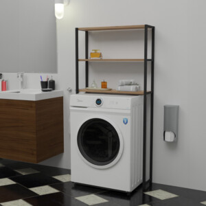 Έπιπλο πλυντηρίου Bothy pakoworld oak μελαμίνης-μαύρο μέταλλο 73x22x150εκ-321-000027