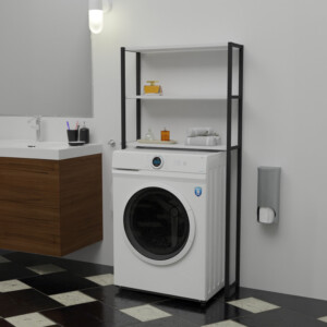 Έπιπλο πλυντηρίου Bothy pakoworld λευκό μελαμίνης-μαύρο μέταλλο 73x22x150εκ-321-000028