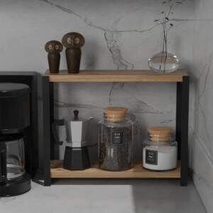 Επιτραπέζια ραφιέρα Lerf pakoworld oak μελαμίνης-μαύρο μέταλλο 48x17x40εκ-321-000034