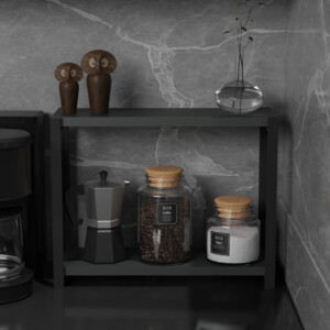 Επιτραπέζια ραφιέρα Lerf pakoworld ανθρακί μελαμίνης-μαύρο μέταλλο 45x17x35εκ-321-000036